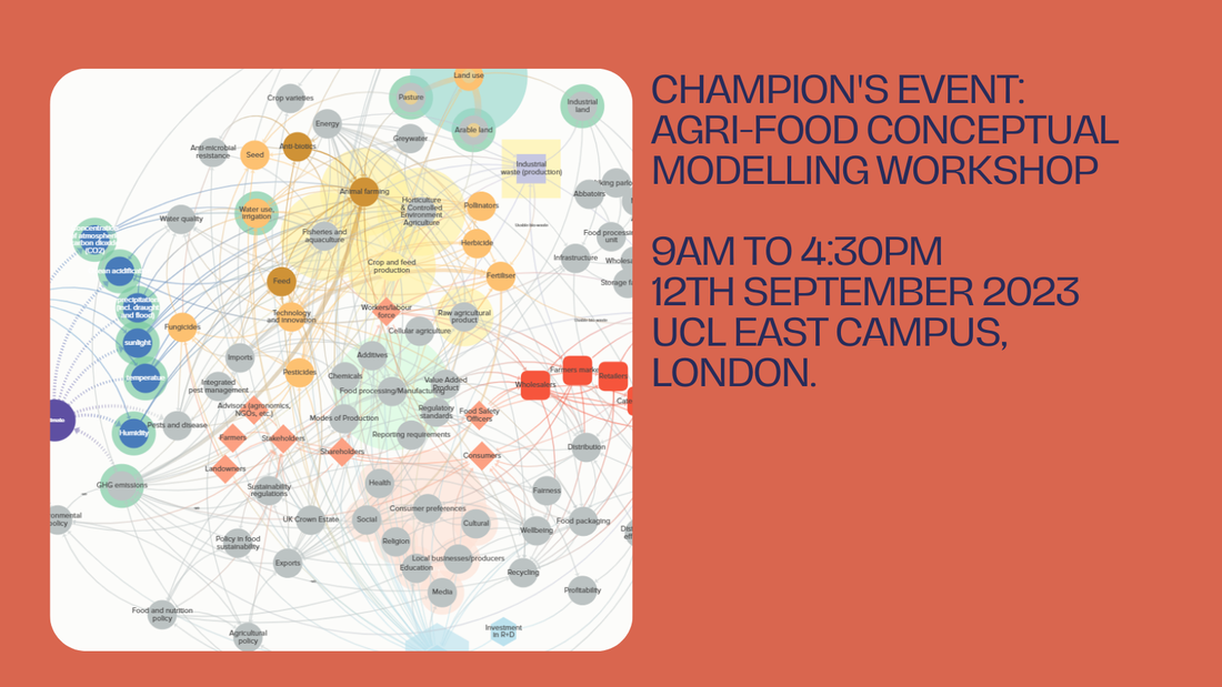 PictureChampion's event: Agri-food conceptual modelling workshop, 9am to 4:30pm, 12th September 2023, UCL East campus, London. 