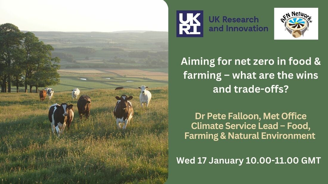 Promotional card for the webinar shows cows grazing in a field.