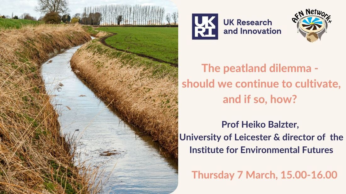 Promotional card for webinar, featuring a photo of peatlands.