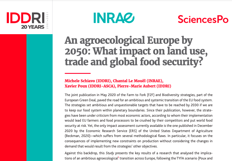 IDDRI - An agroecological Europe by 2050: What impact on land use, trade and global food security?